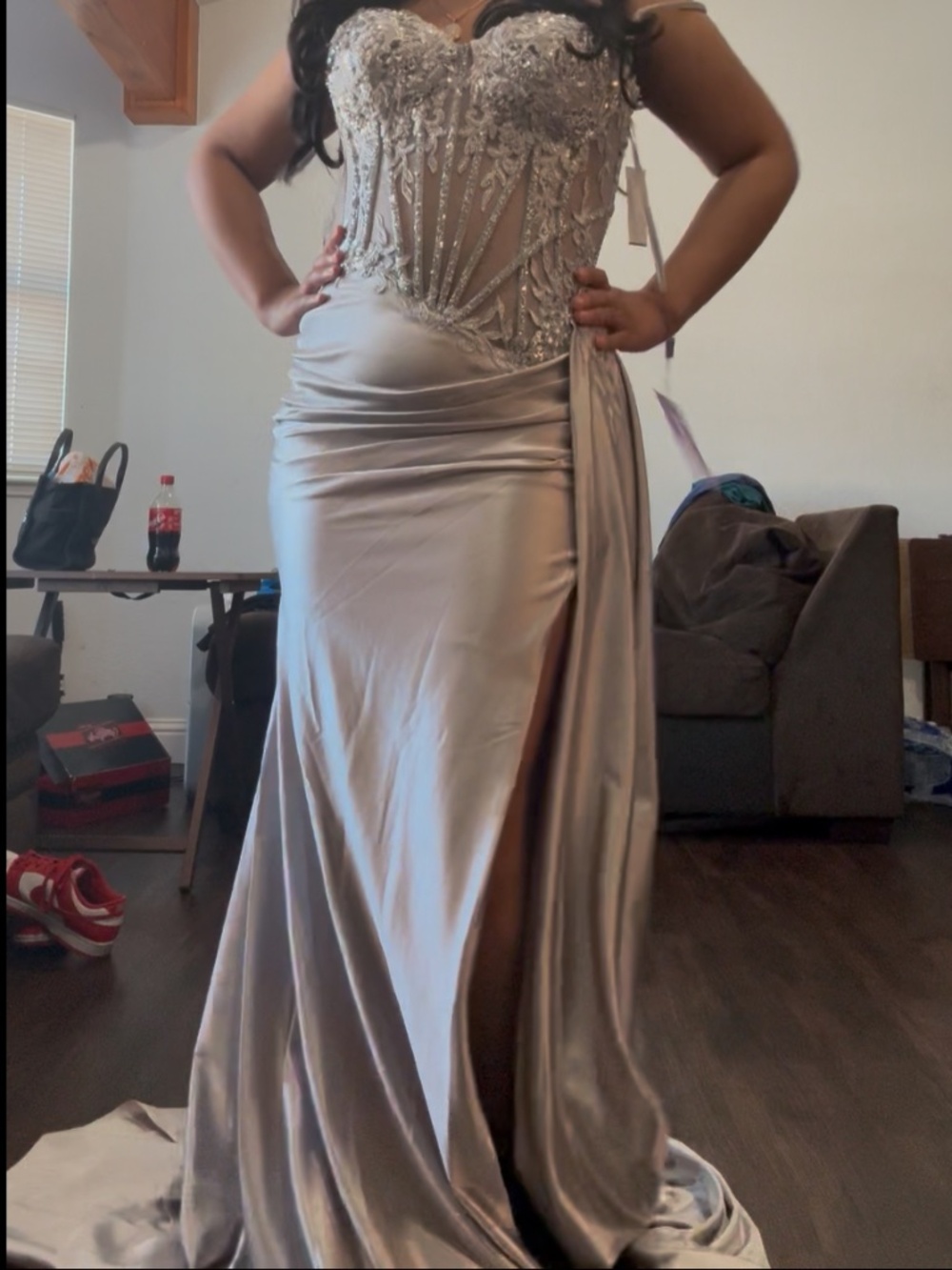 Silver prom dress